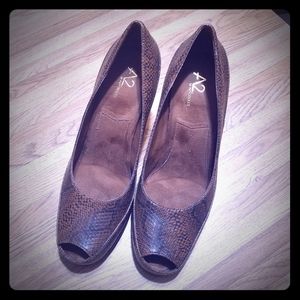 Brown Snake Pumps
